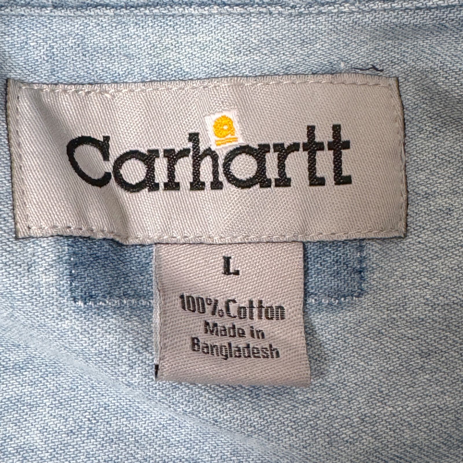 0050 Carhartt デニムクロップド丈リメイクシャツ サイズM 古着 0050 Carhartt デニムクロップド丈リメイクシャツ サイズM 古着