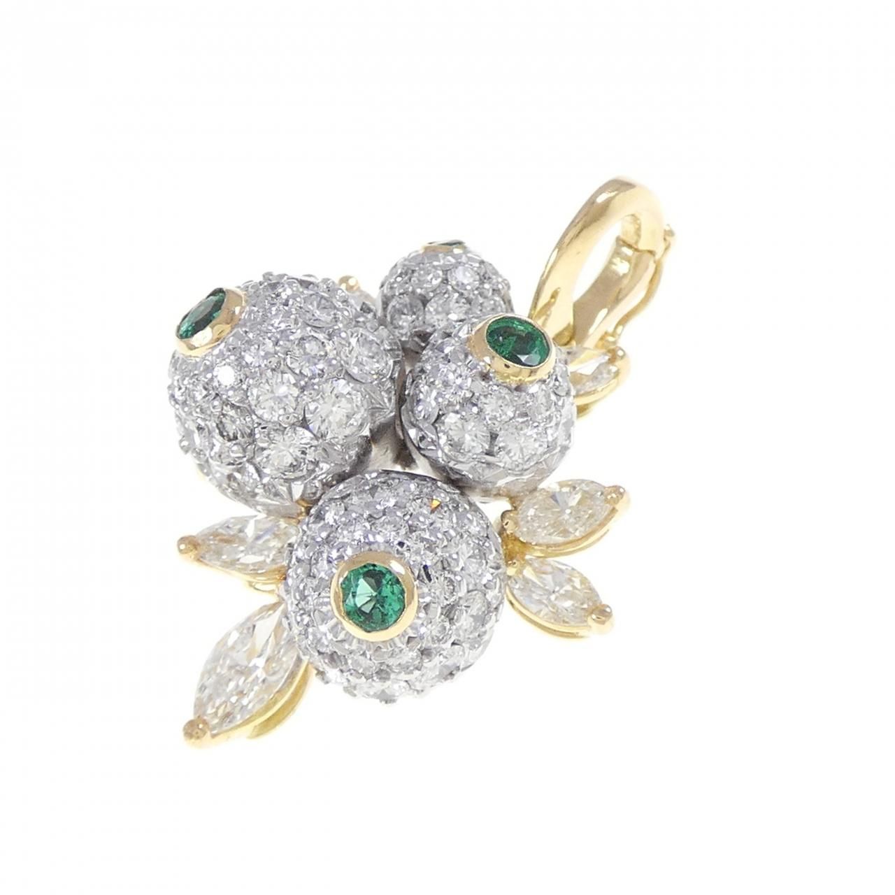 750YG 750WG エメラルド ペンダント 0.23CT