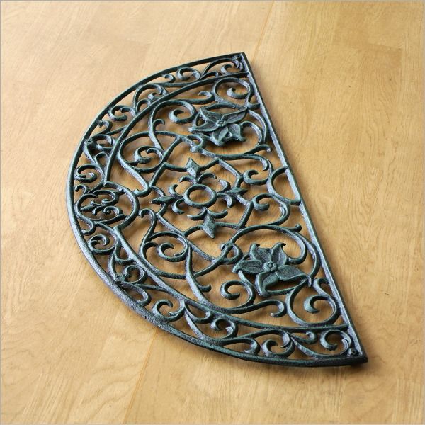 最安値 玄関マット 屋外用 泥除け 泥落とし おしゃれ 半円 鉄製 アンティーク 鉄鋳物 アイアンの玄関マット ハーフラウンド