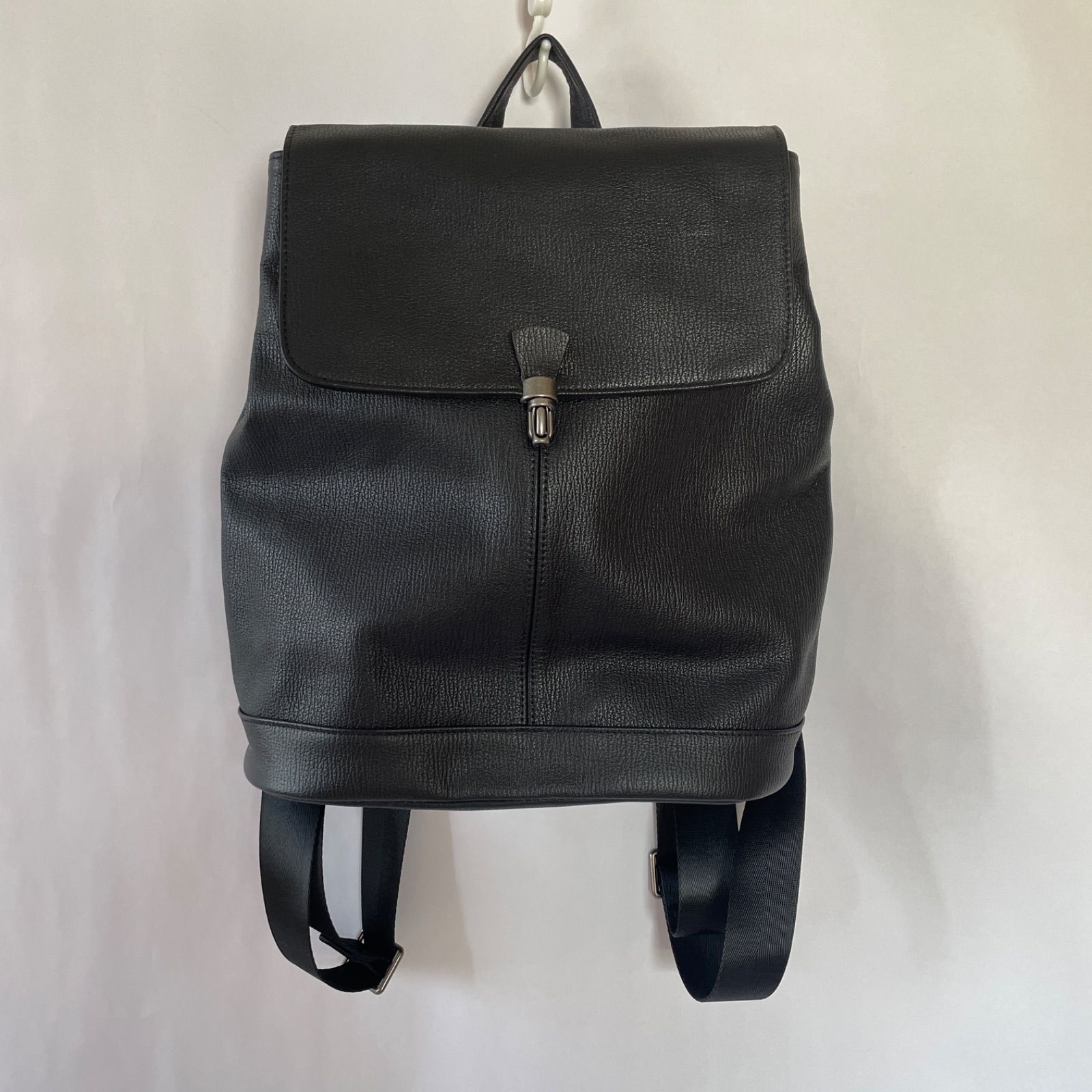 美品】牛革 レザー リュック オールレザー シボ革 軽量 撥水 ブラック 