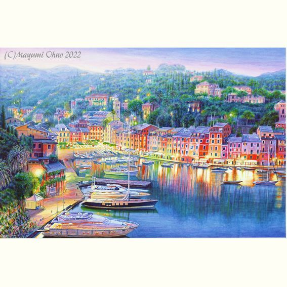 ヨーロッパ海辺の風景 水彩画 原画