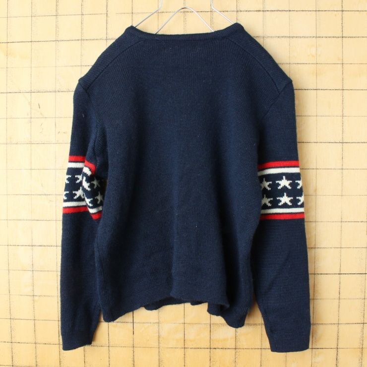 70s 80s USA DEMETRE 星柄 ウール セーター クルーネック