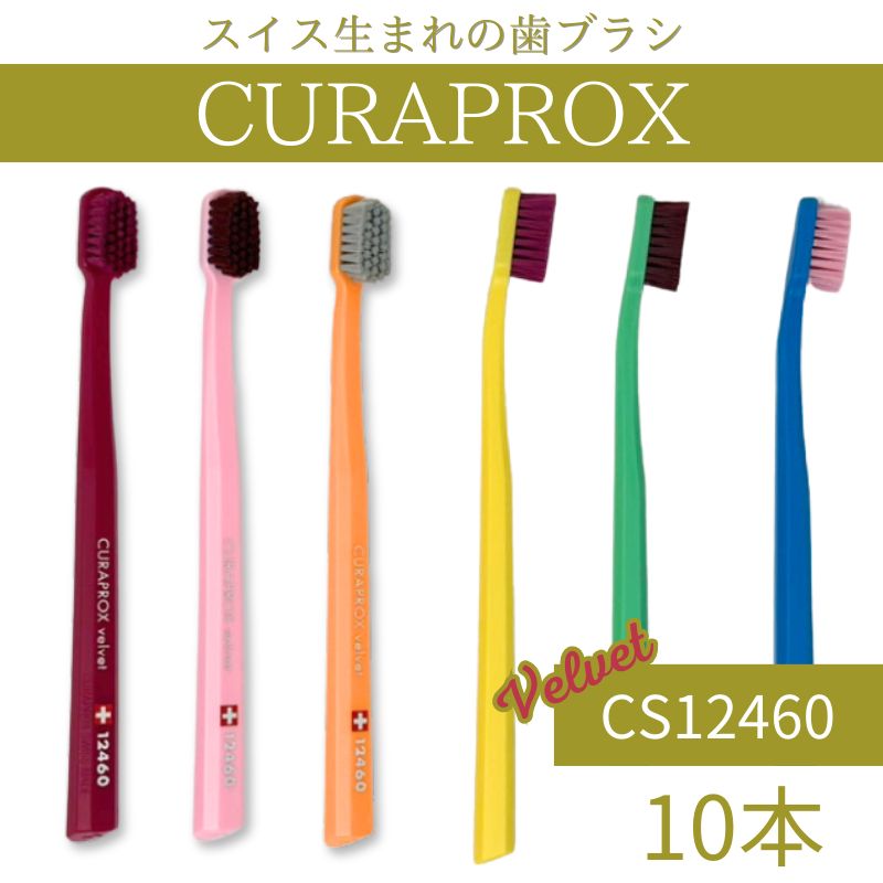 CURAPROX クラプロックス CS12460 ベルベット 歯ブラシ CELLO ビニールパック 10本 大人用 超やわらか 細毛 細毛 12460 歯磨き むし歯 予防 歯科専売 歯周病予防 虫歯予防 超 細毛 歯科 専売 スイス製 輸入品