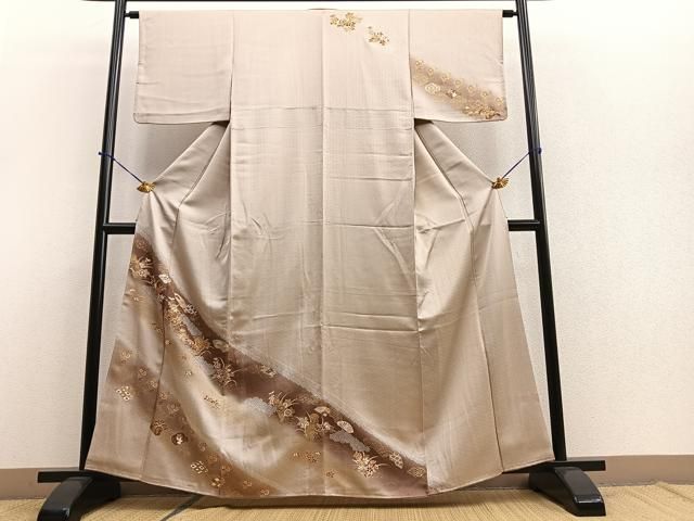値下げ交渉OK！お茶事 ちりめん地 小紋 正絹 U419