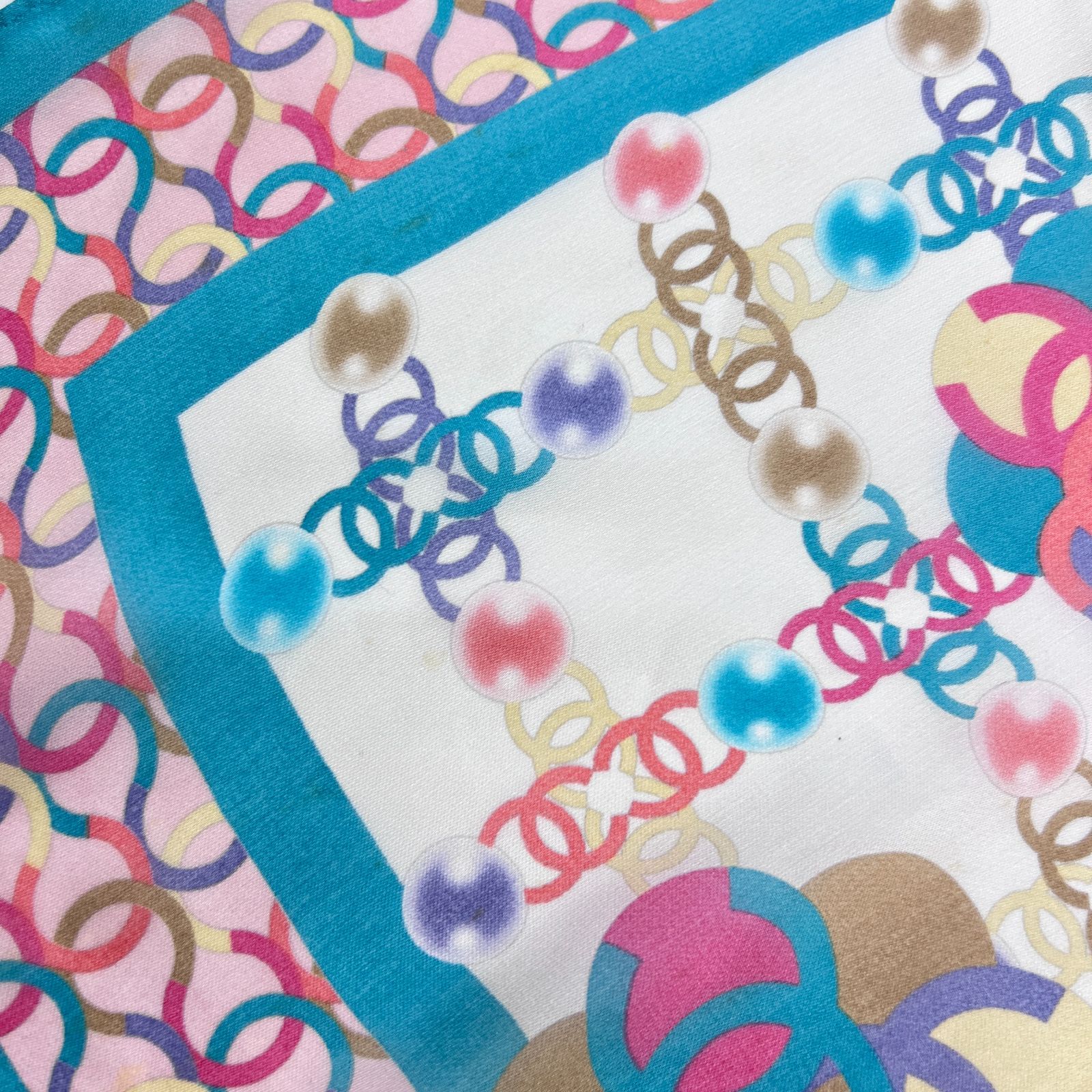 中古】CHANEL シャネル ココマーク スカーフ シルク マルチカラー  