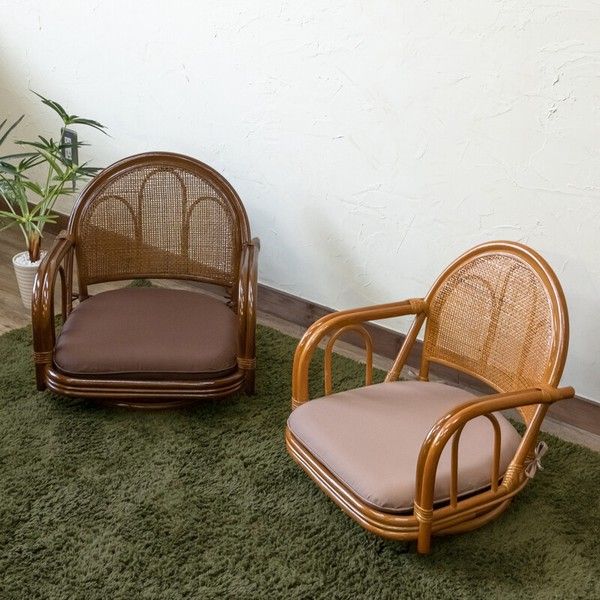 予約販売】ラタン 回転座椅子 ロータイプ 1脚 BR_HN 回転座椅子