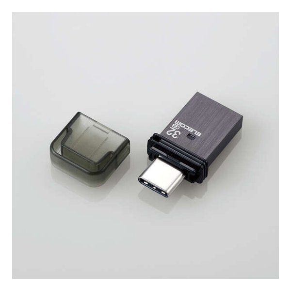 【新品】ELECOM  エレコム USBメモリ Type-C キャップ式 32GB ブラック MF-CAU32032GBK (2585114)