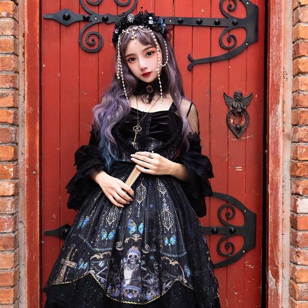 ロリータ ワンピース コスチューム メイド服 ゴスロリ ロリータワンピース 華やか メイド 豪華セット レディース 姫袖 姫ロリ 甘ロリ ゴシック ゴスロリ おと　hl1010