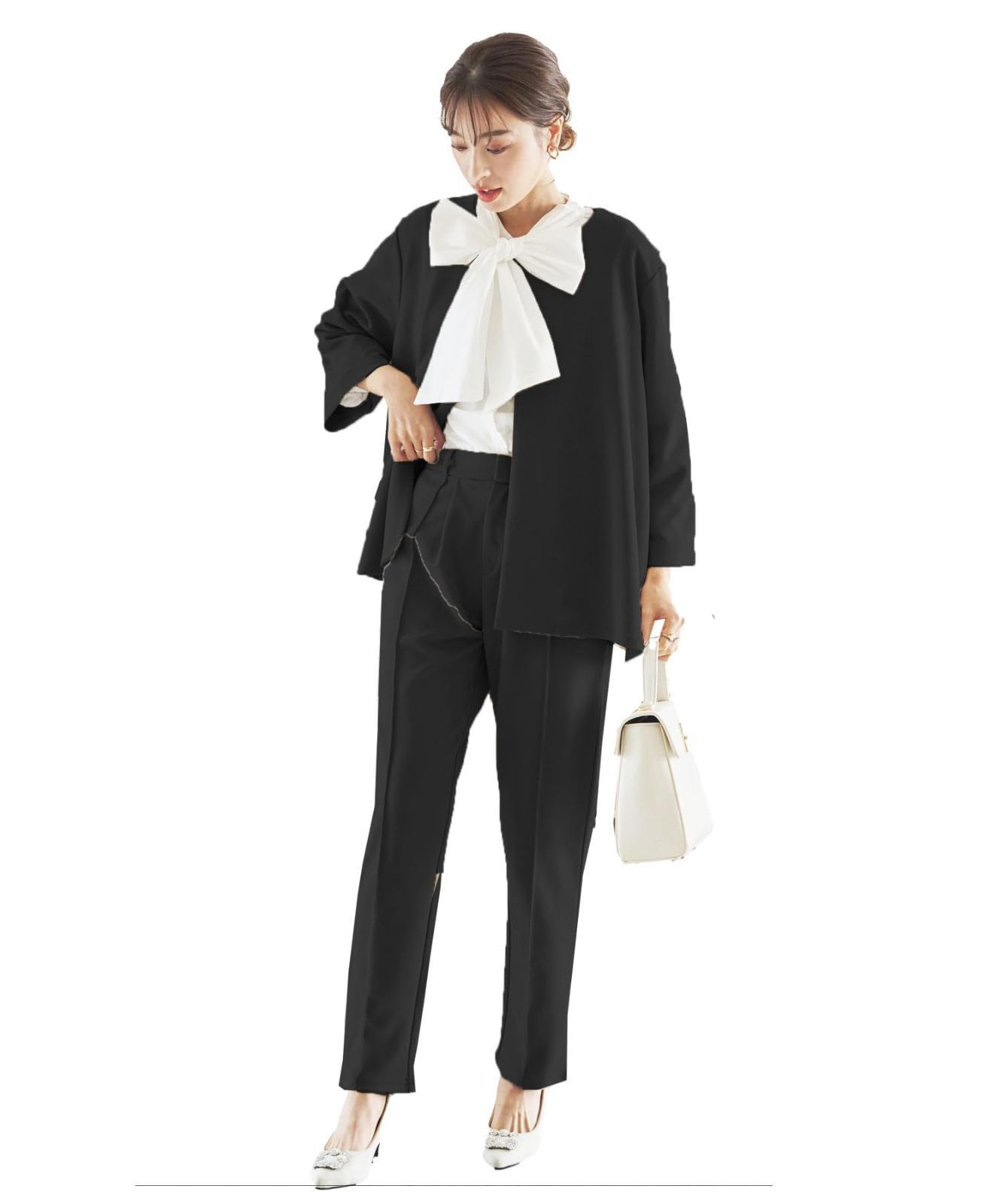 Size M_Color パンツ ブラック 神戸レタス セレモニー スーツ レディース セットアップ ママスーツ 学校行事 入学式 卒業式 七五三 E3333 M パンツ ブラック
