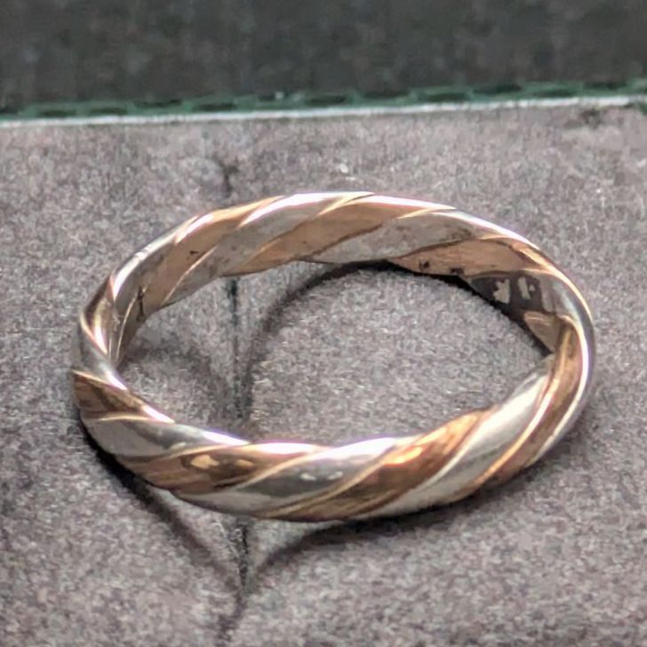 ヴィンテージ ツイストリング シルバー925 14K GF デュアル バンドリング 13.5号 2g WWW_SHINETEETH_COM