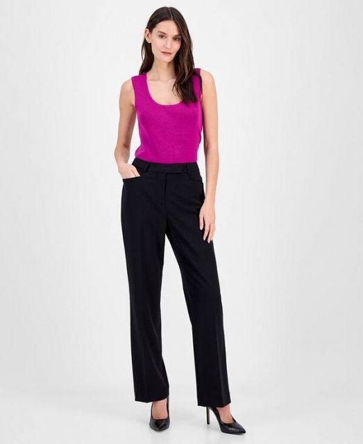 【送料無料】 タハリエーエスエル  レディース カジュアルパンツ ボトムス Women's High-Rise Straight-Leg Pants Black