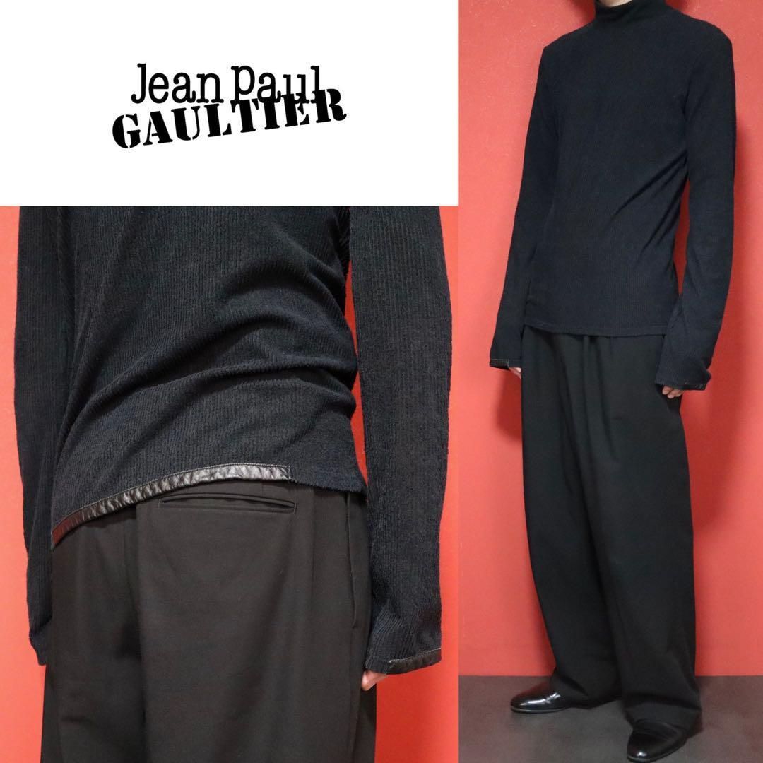 Jean Paul Gaultier HOMME 裾レザー切替 ハイネックニット