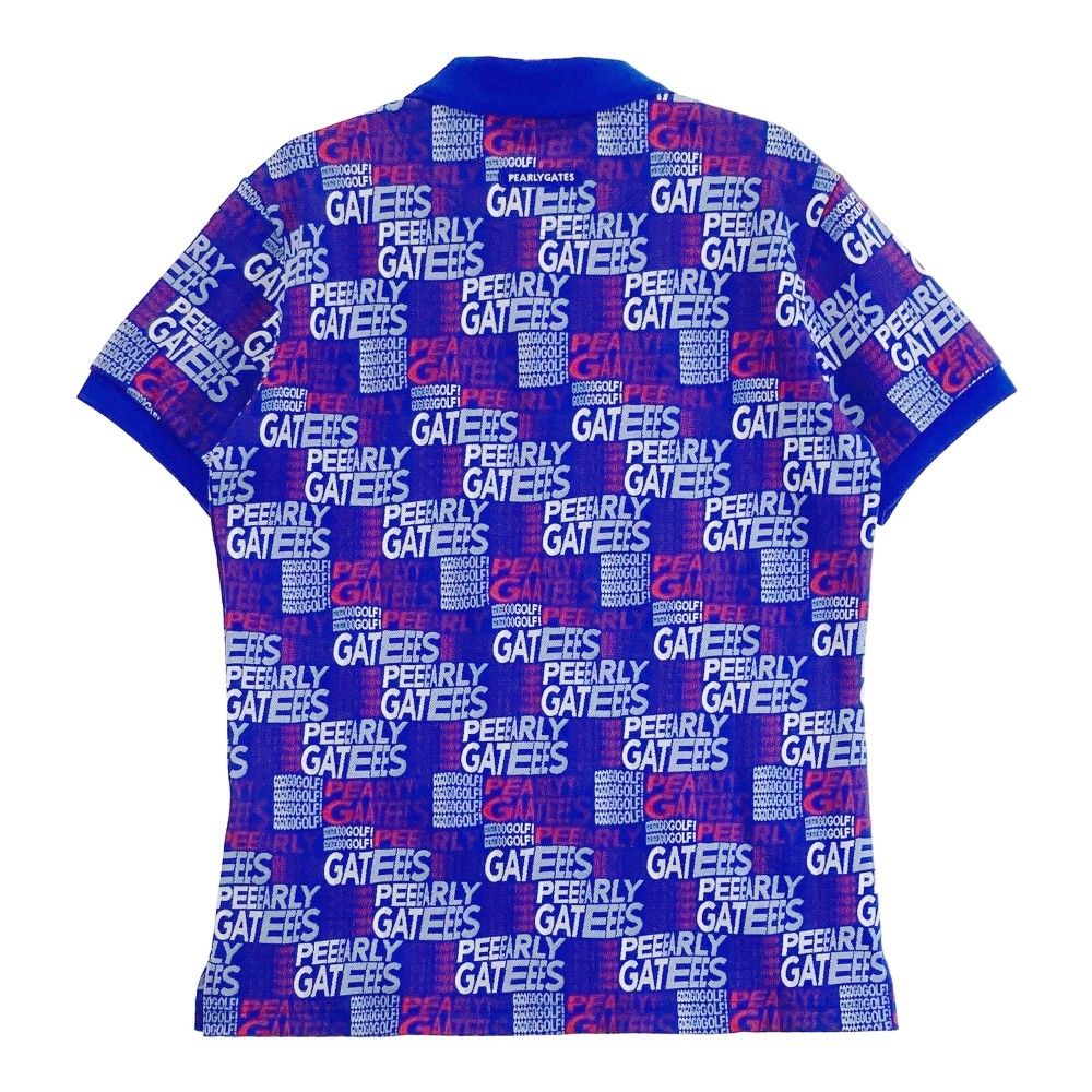 サイズ 5 PEARLY GATES パーリーゲイツ モデル 半袖ポロシャツ グラデロゴ柄 ブルー系 240101288607 ゴルフウェア メンズ ストスト