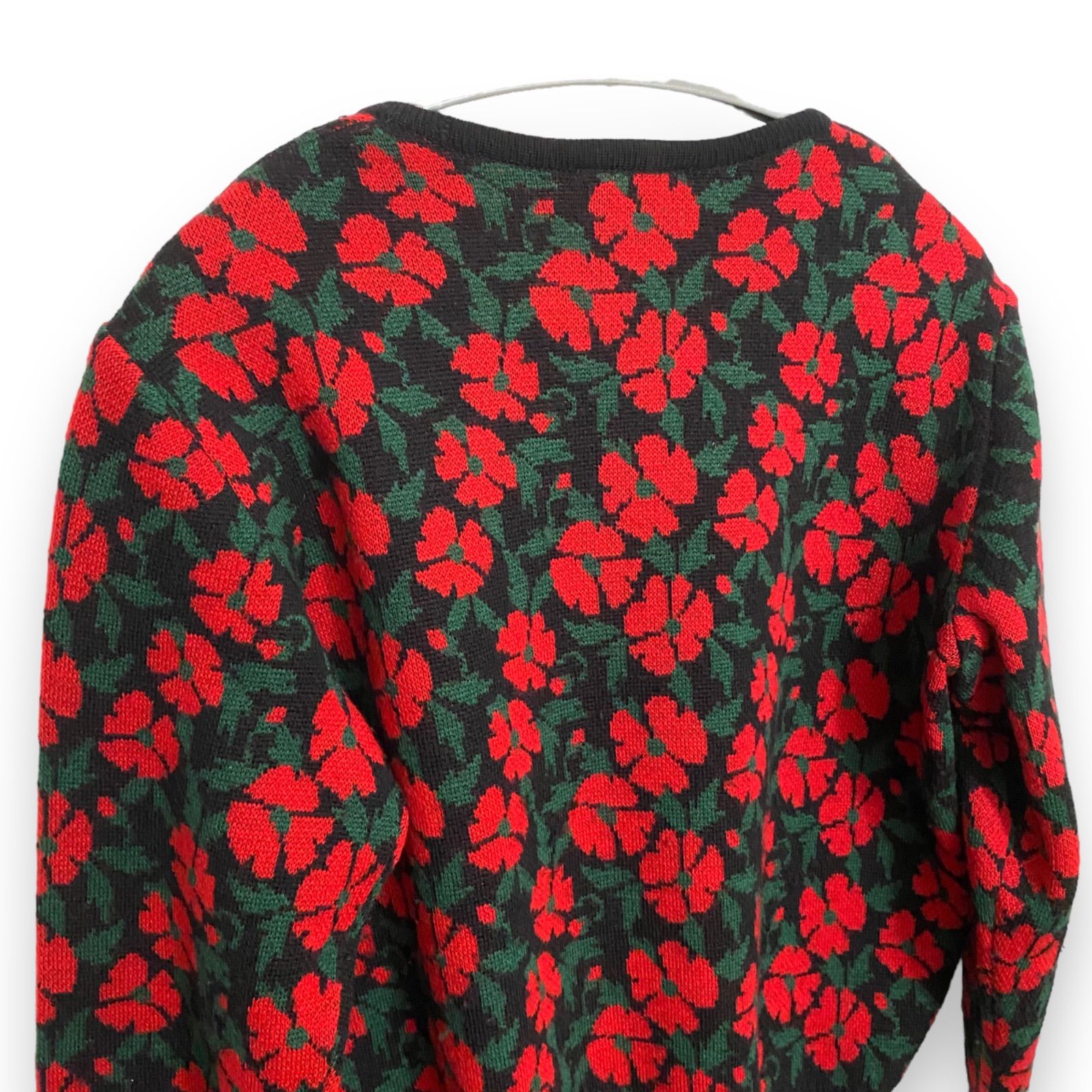 LENARD 花柄 長袖ニット シルクウール サイズLL LENARD 花柄 長袖ニット シルクウール サイズLL
