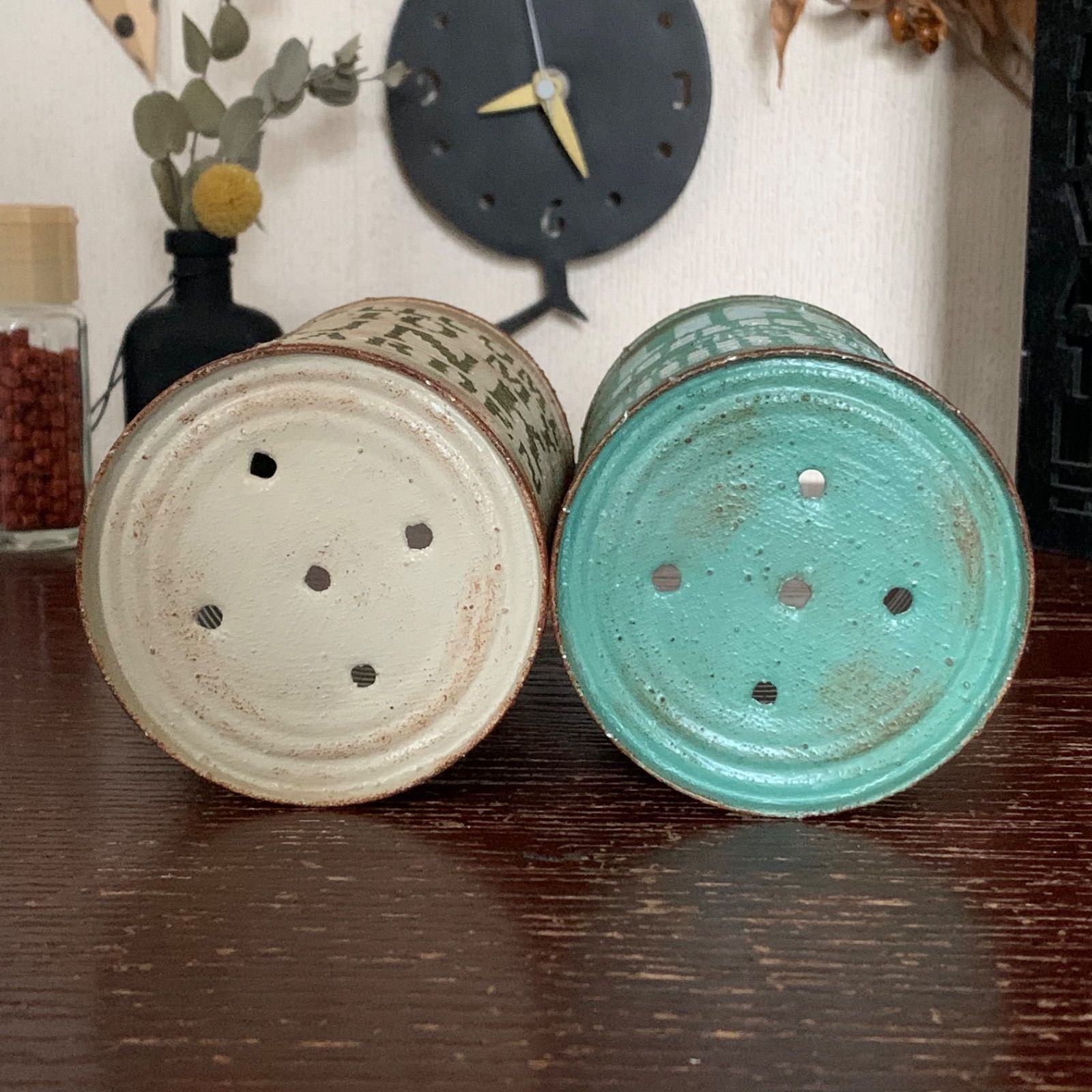 トマト缶＊リメイク缶＊2個セット＊ヘンプベージュ・アンティーク