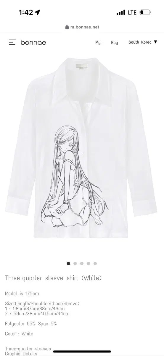 ボンヌ bonnae Three ー quarter sleeve shirt