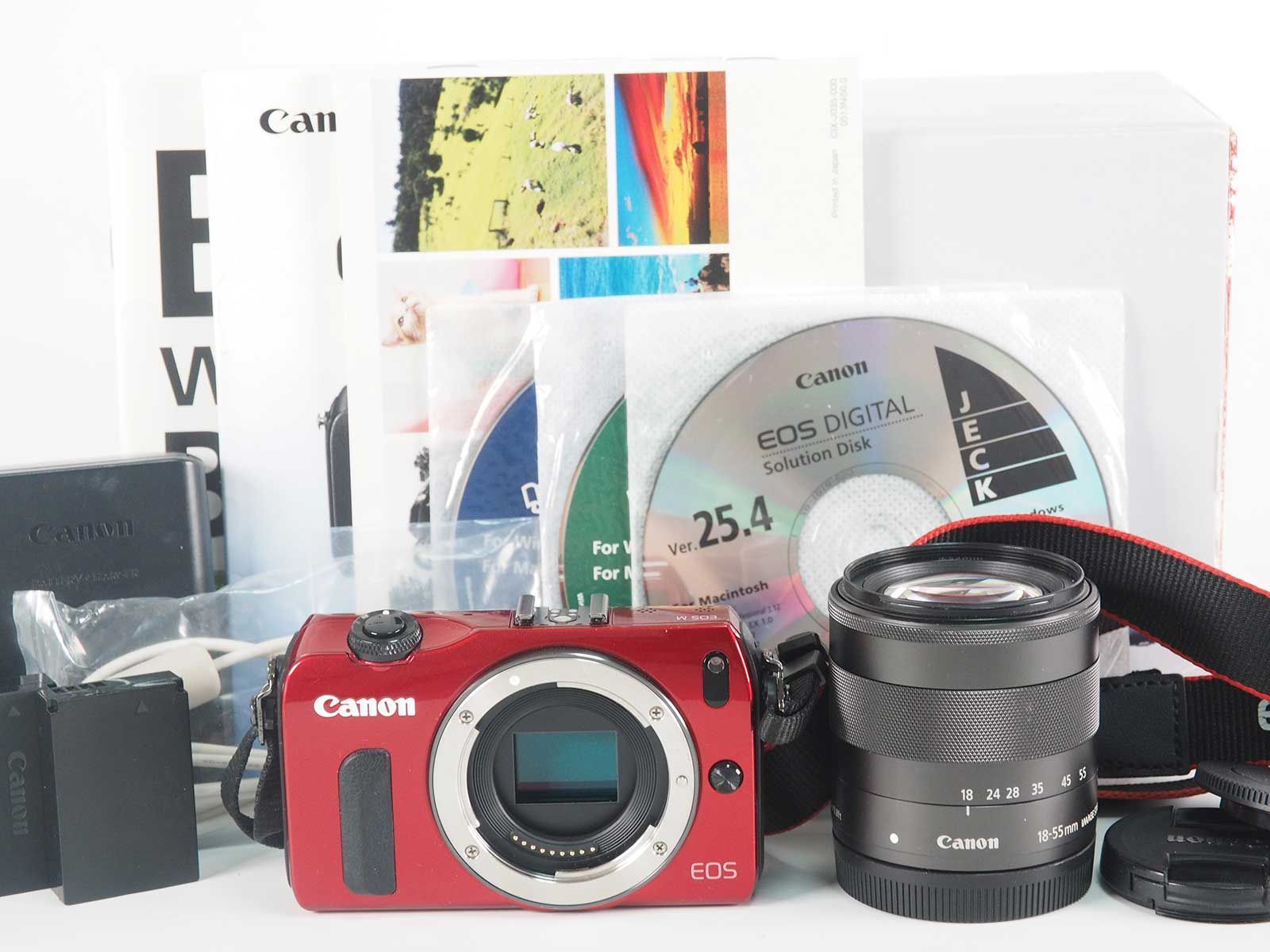 キャノン Canon EOS M Mirrorless Digital Camera Red 18-55mm Lens 元箱 Z4577A