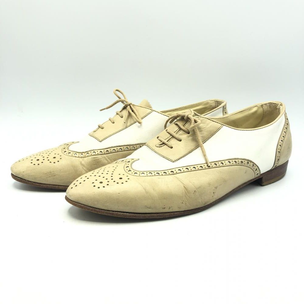 【中古】NUNN BUSH ウイングチップ サイズ 10D　ベージュ　ホワイト　ナンブッシュ[17]