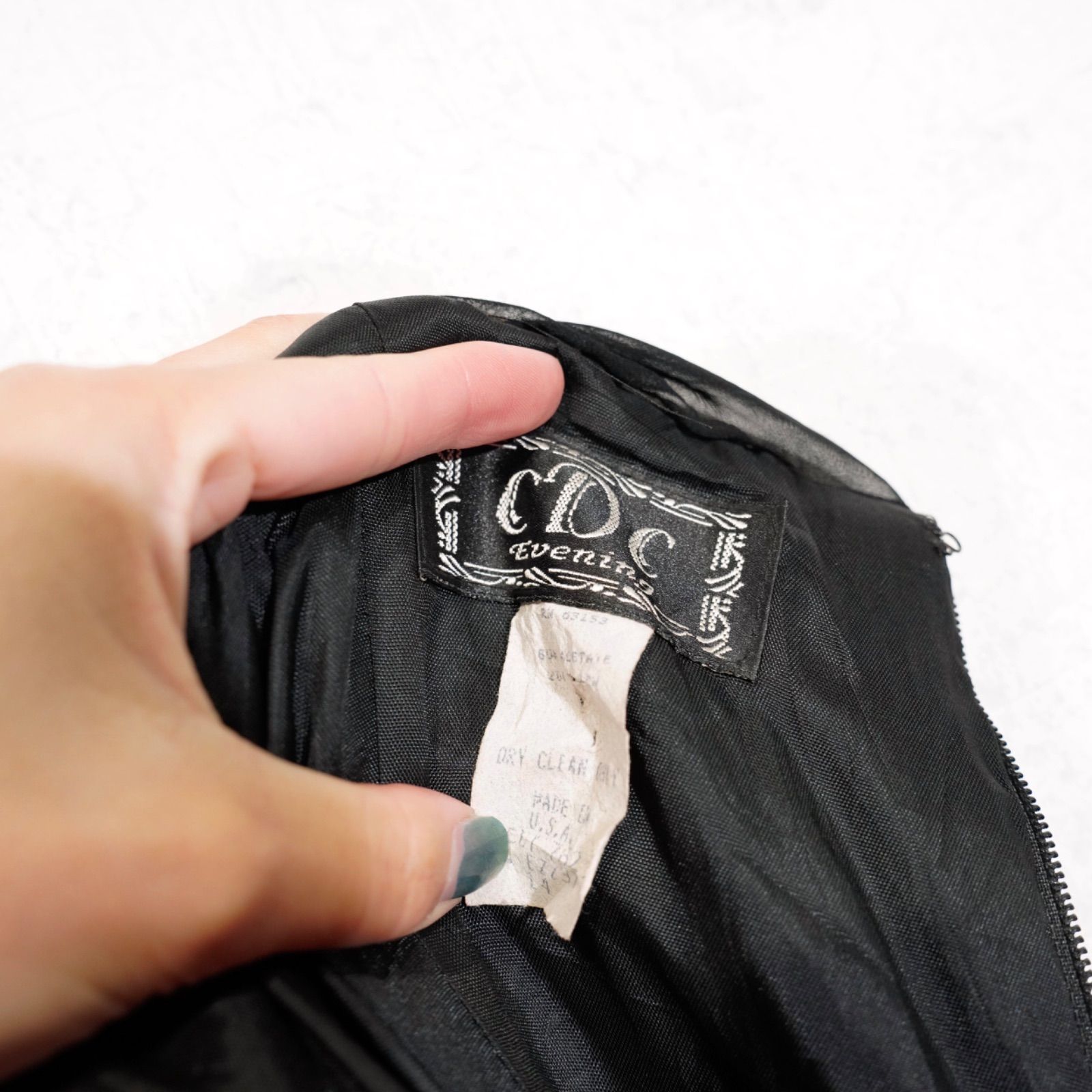 アメリカ古着ベロアシアーデザインドレスワンピース