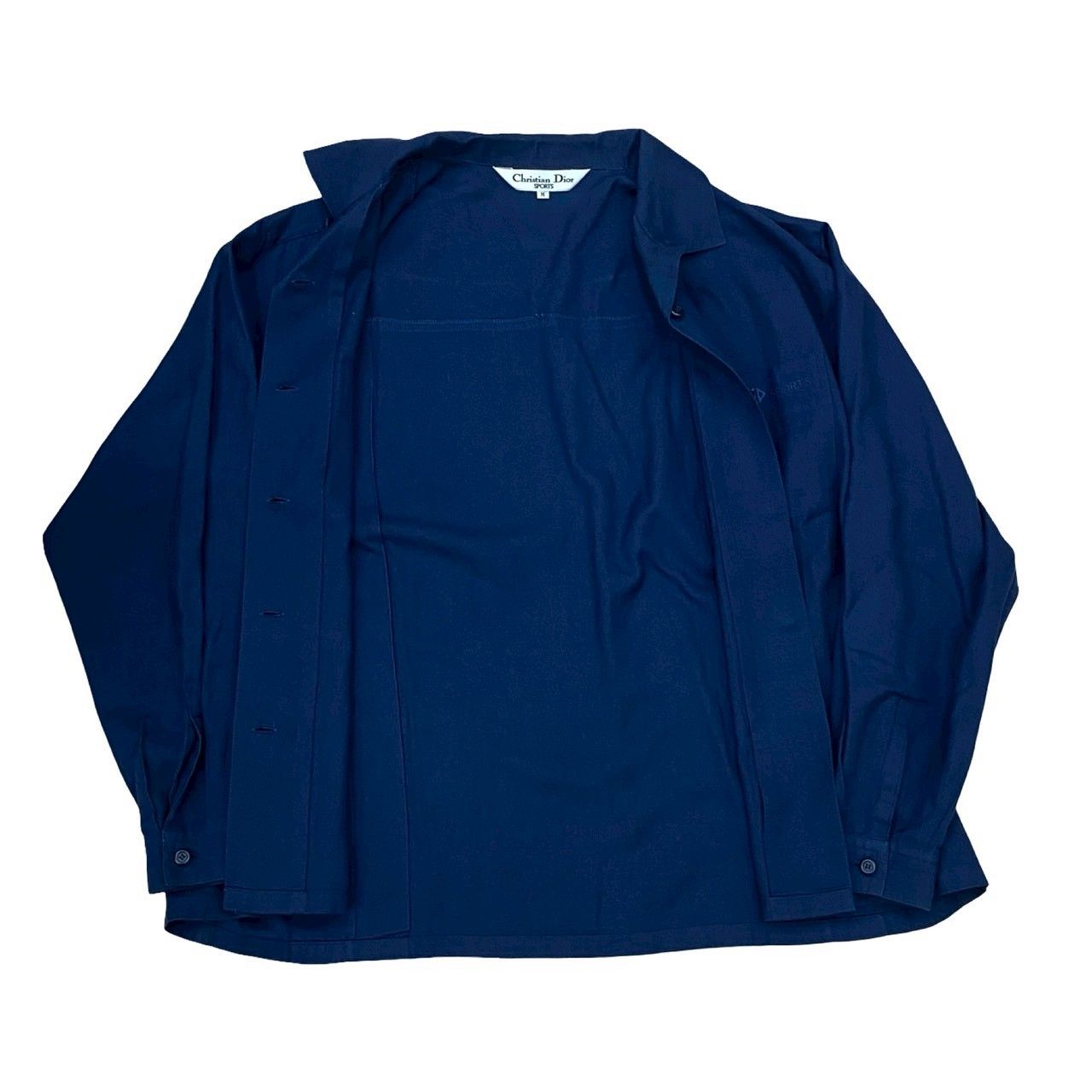 クリスチャン ディオール / コットン長袖シャツ ロゴ刺繍 フランス製 37 青 Christian Dior クリスチャンディオール ヴィンテージ シャツ