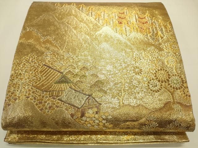 eふれんず◆白綾苑大庭　六通柄袋帯　吉祥文様　更紗　金糸　正絹♦em001 eふれんず◇白綾苑大庭 六通柄袋帯 吉祥文様 更紗 金糸 正絹♢em001