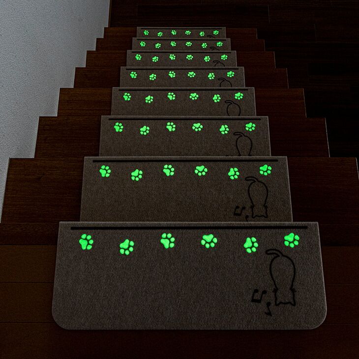 新しい おくだけ吸着 階段マット 15枚組 光る 洗える マット