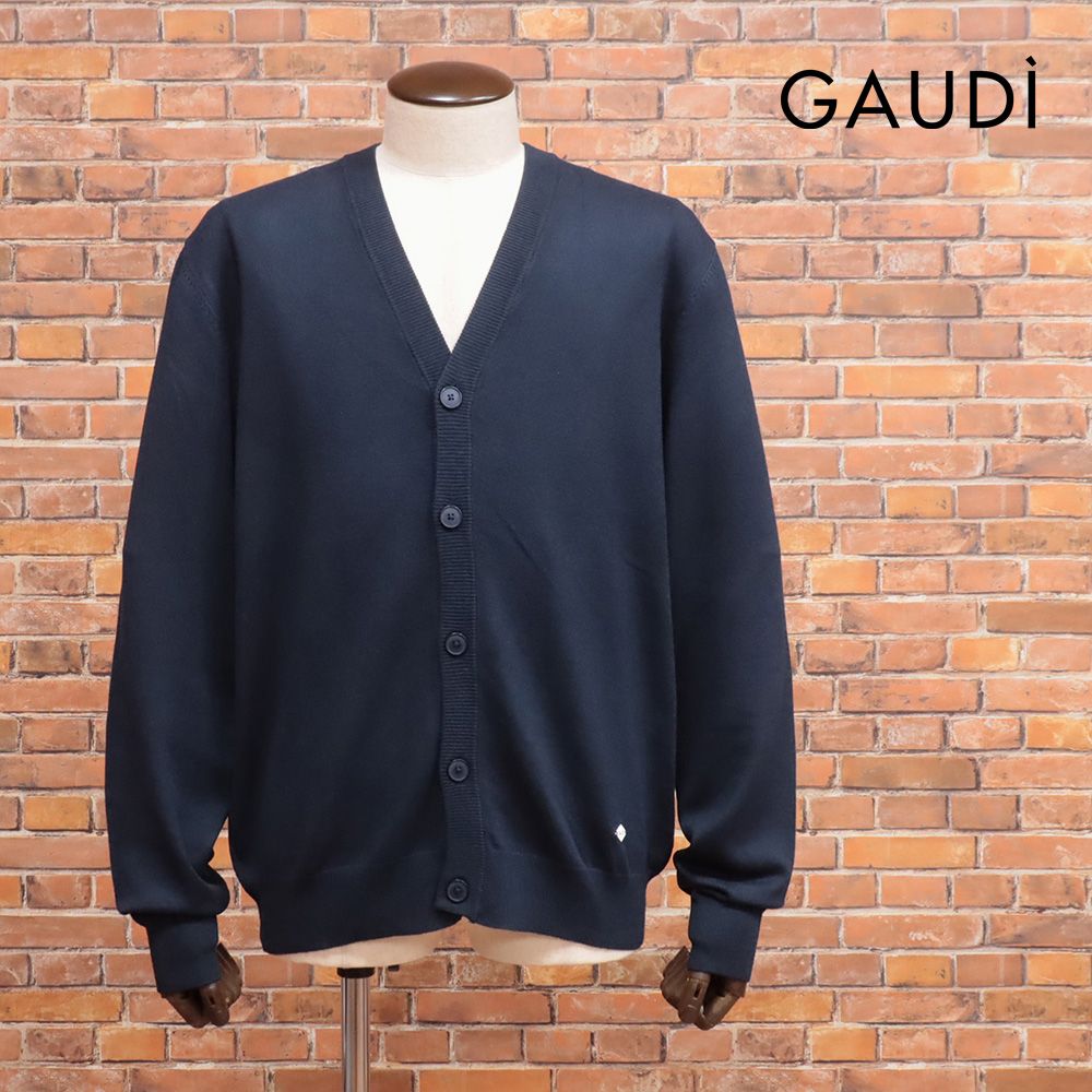 25秋冬|GAUDI|Lサイズ|ニットカーディガン C521GU53006 Vネック シンプル 無地 インポート 今期 メンズ 紳士 ガウディ |紺|ネイビー|mc356|