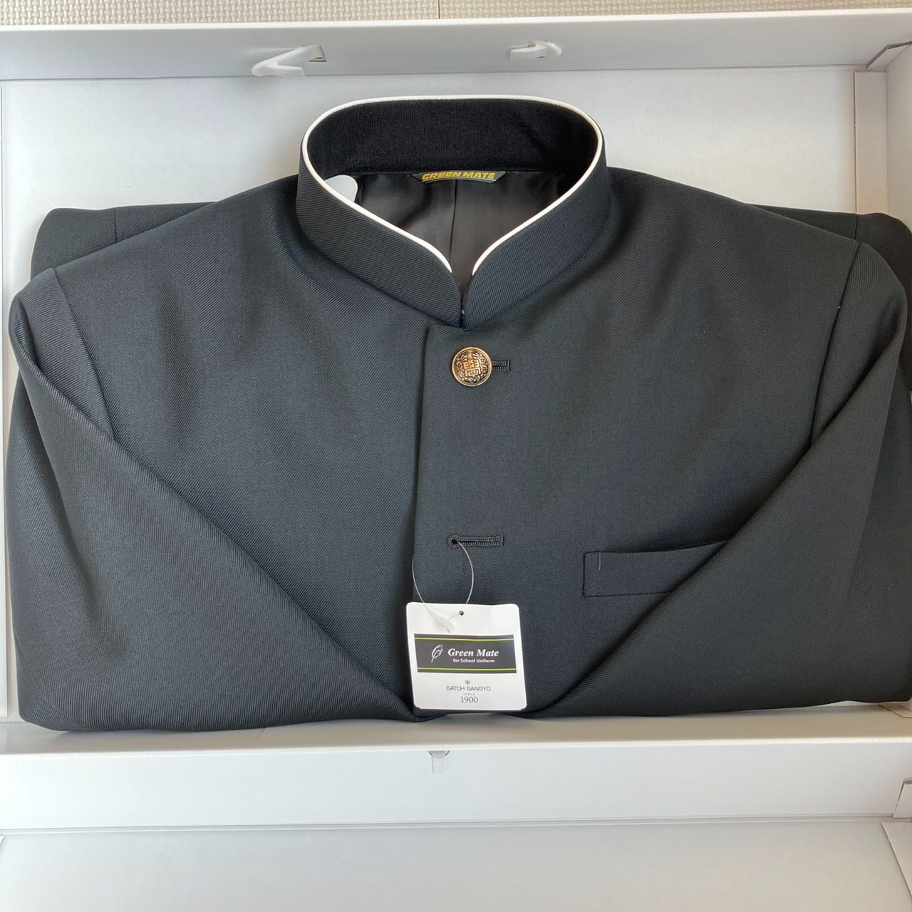 ♥品 混紡 黒サージラウンドカラー 学生服 上着のみ 学ラン 165AB Ｎ10090 毛50％ ポリエステル50％ 中学 高校 詰襟 NIKKE Green Mate ホームウォッシャブル