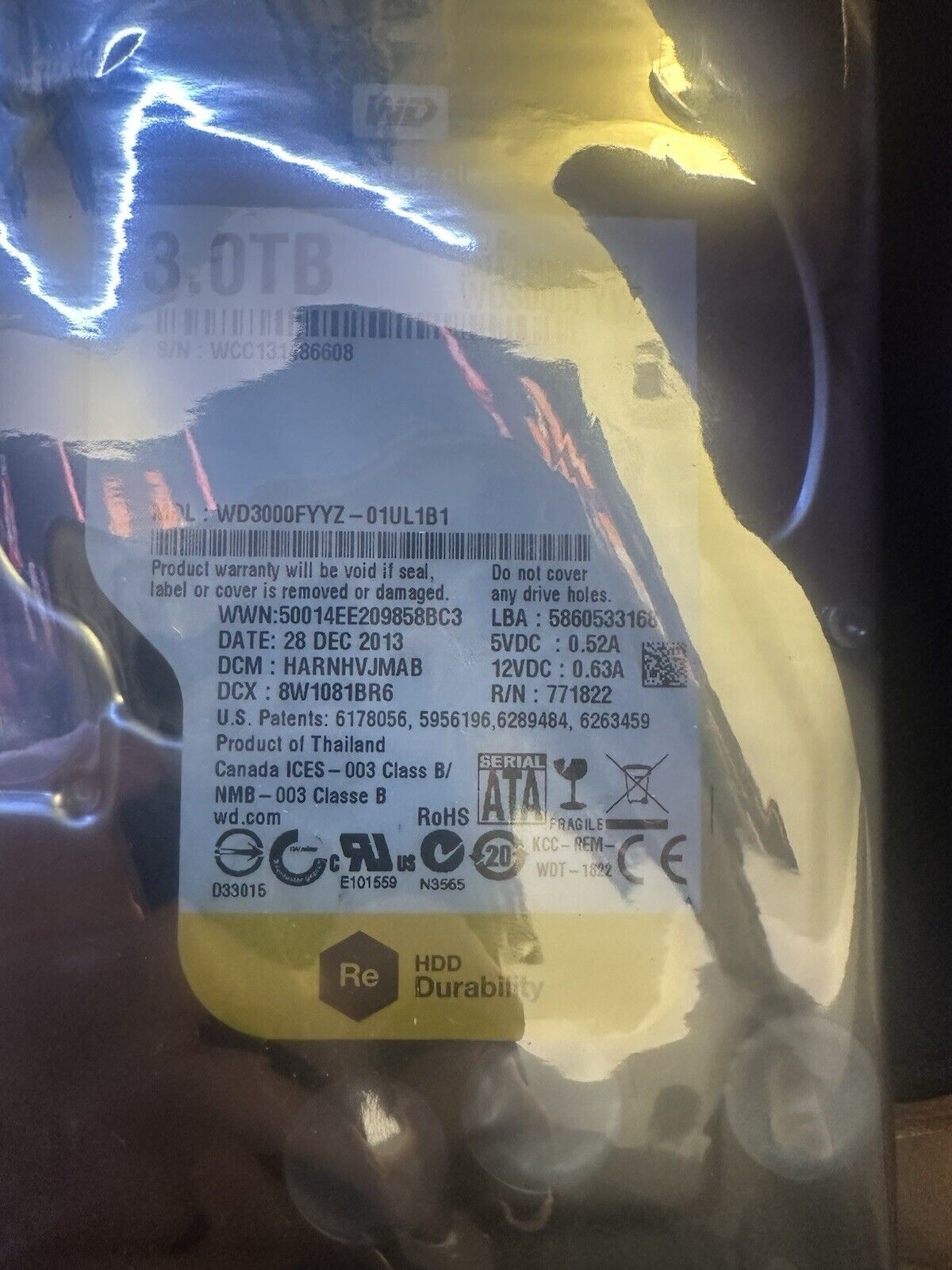 Western Digital RE 3TB エンタープライズ ハードドライブ