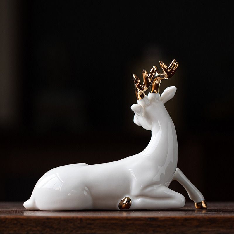 鹿 シカ トナカイ 風水グッズ ホワイト 白 ゴールド 金 金色 富