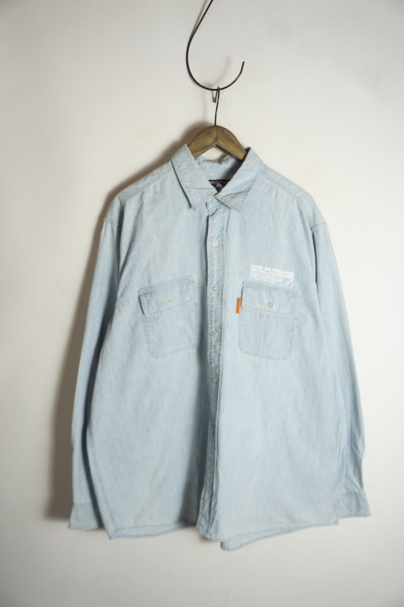 正規 90s NEIGHBORHOOD ネイバーフッド ポケット シャンブレー 長袖 シャツ ロングスリーブ ビンテージ 薄青 スカイブルー 本物 325P 2