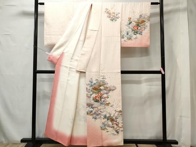 平和屋着物□訪問着 御所解草花文 暈し染め 金彩 正絹 逸品