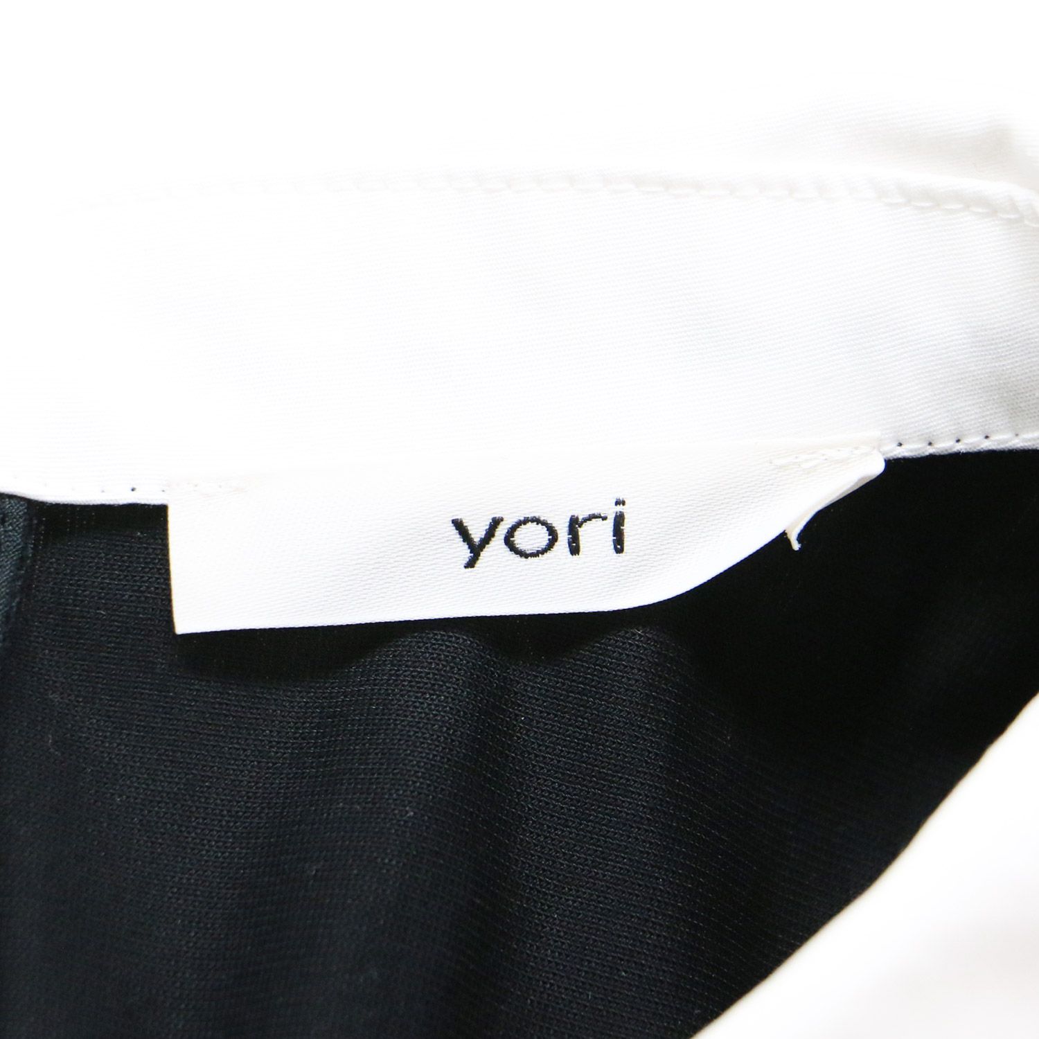 競売 サイズ:FREE 黒 ブラック Tシャツ ヨリ yori / ショート 襟付き シャツ+ブラウス(半袖+袖なし)