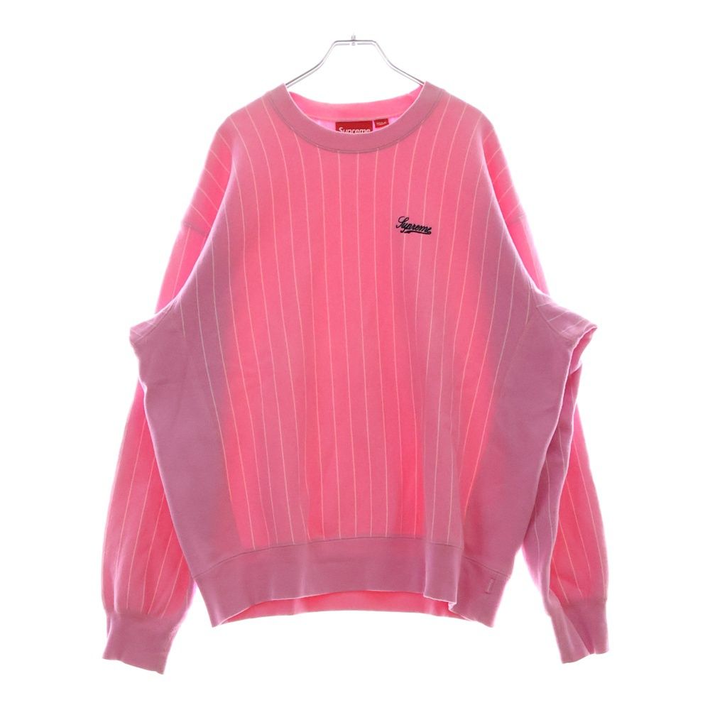 SUPREME シュプリーム 24SS Pinstripe Crewneck ピンストライプ クルーネック スウェットトレーナー ピンク
