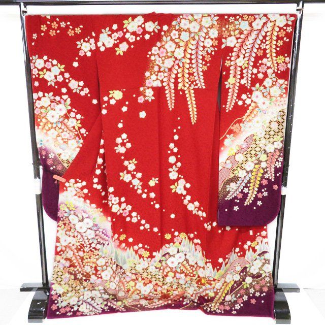 美品 本振袖 翠山工房 辻が花 絞り 朱色 トールサイズ 身丈170cm 楽天市場】【翠山工房・桐屋 辻が花 振袖 仕立て付き】絞り 友禅