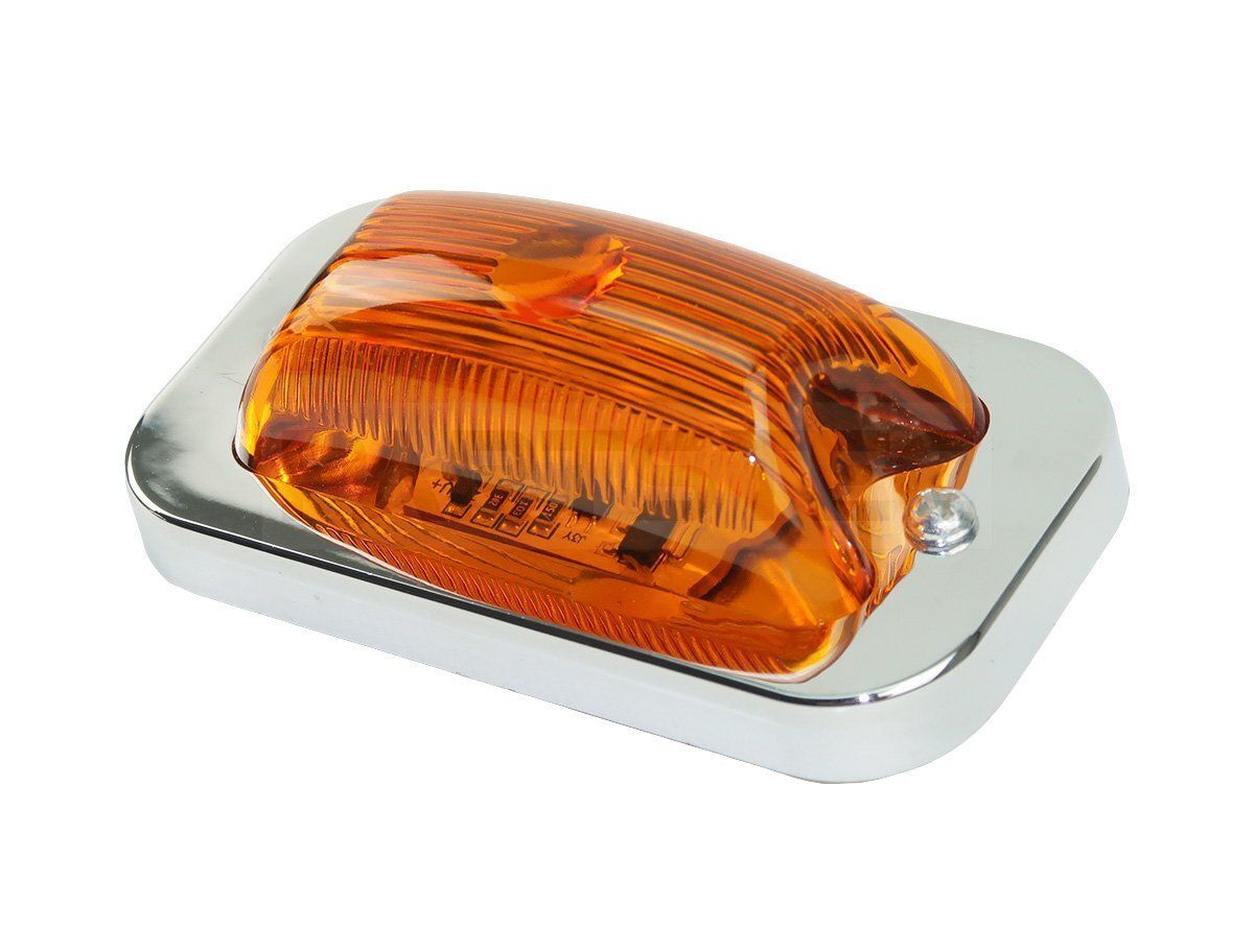 LED 18発 サイド 角 マーカー オレンジ 12V/24V兼用 メッキ 小型