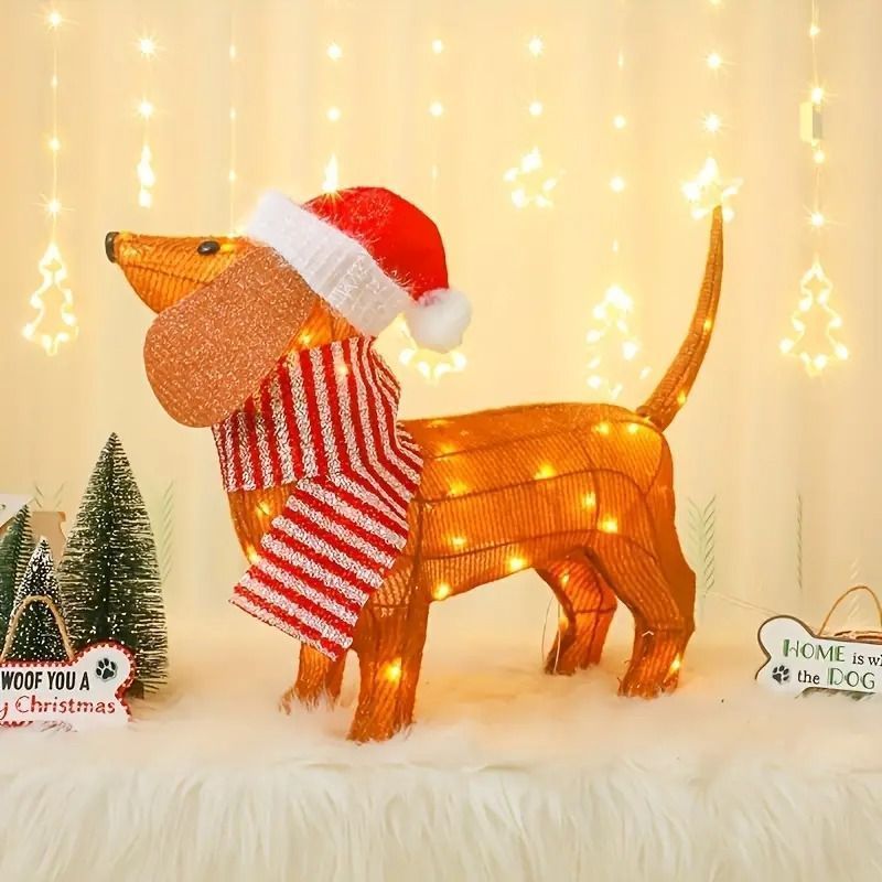 ダックスフント クリスマス デコレーション ライト 犬 ドッグ オブジェ 
