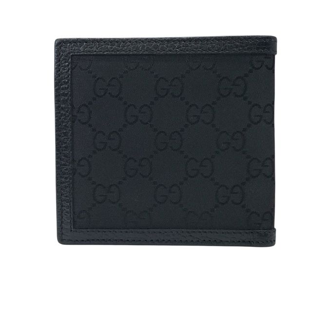 グッチ 150413 財布 二つ折り財布 コンパクトウォレット GG ナイロン ロゴ キャンバス ナイロン レザー ブラック GUCCI 安心品質 メンズ レディース ユニセックス ブランド小物 ミニウォレット 使いやすいデザイン