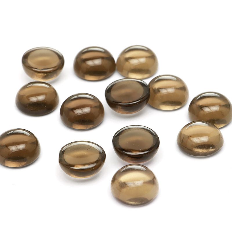 ブラジル産 スモーキークォーツ コイン カボション 8mm【4コ販売