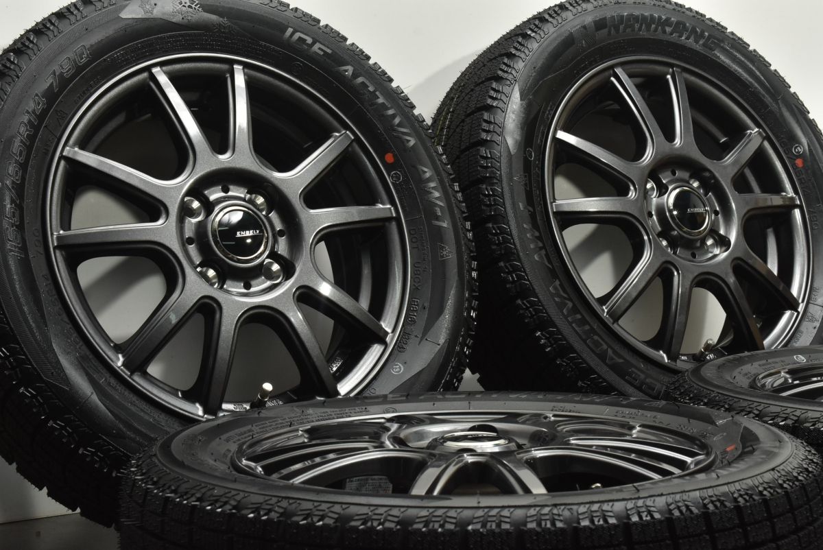 バリ溝 EMBELY 14in 4.5J 45 PCD100 ナンカン アイスアクティバ AW-1 165|65R14 ハスラー ソリオ デリカD 2 プレオ 交換用