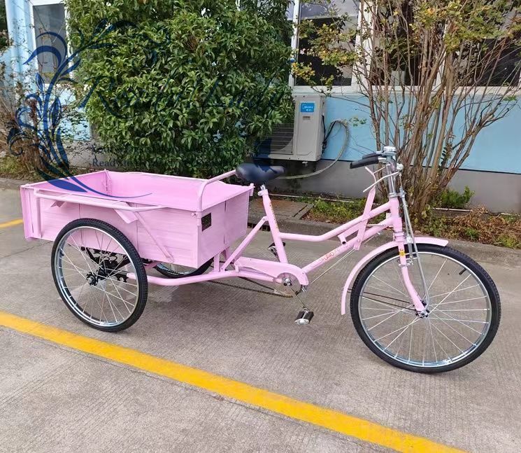 超人気☆ピンク 三輪自転車24インチ 載荷重150kg ダブルブレーキ大人用貨物三輪車三輪車 大容量 貨物バスケット後カゴ付 - メルカリ