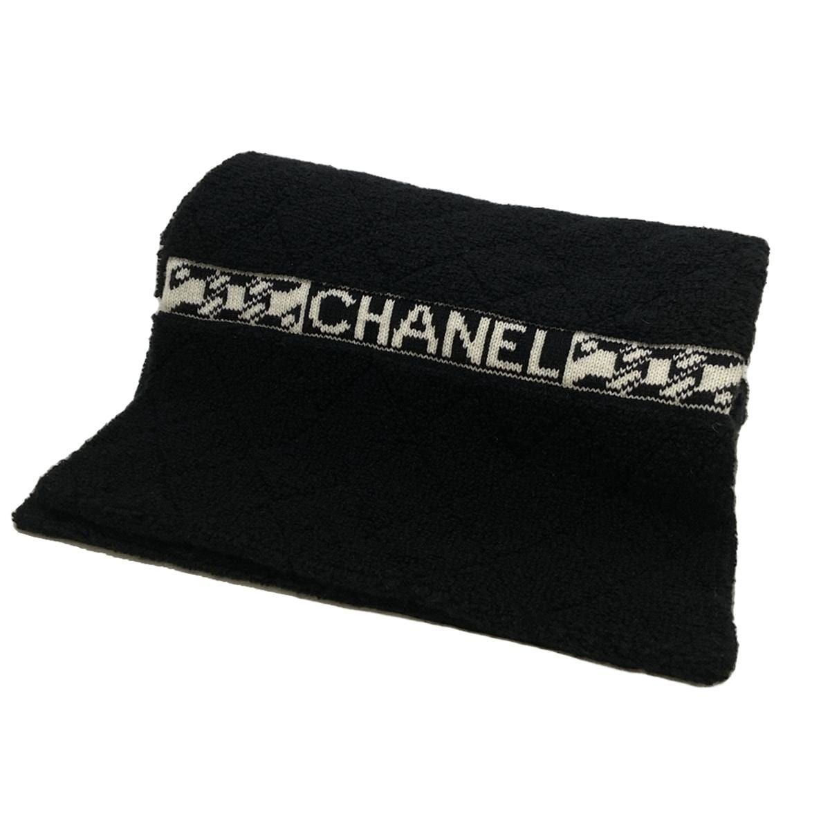 CHANEL(シャネル) マフラー美品 - 黒×白 マトラッセ カシミヤ - メルカリ