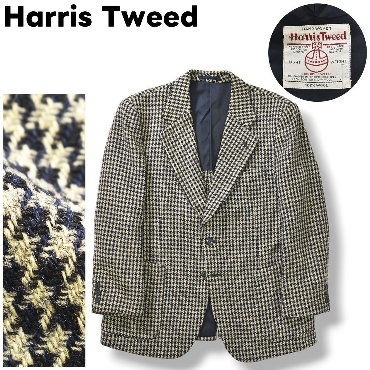 ブリティッシュトラッド】 90sヴィンテージ ハリスツイード Harris Tweed 千鳥格子柄 テーラードジャケット メンズ - メルカリ