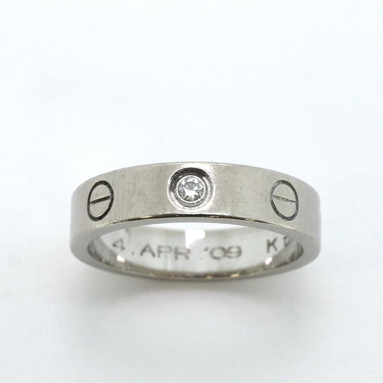 【磨き済み】 カルティエ ミニラブリング　K18　ホワイトゴールド　10号 カルティエミニラブリング #50 レディース K18ホワイトゴールド リング