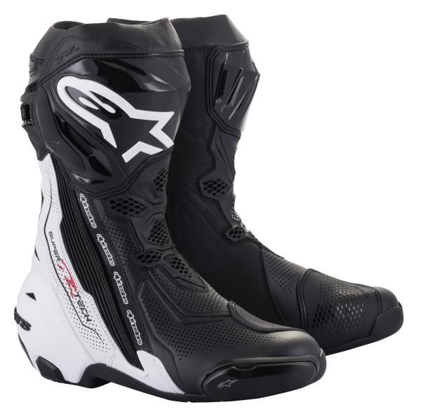 【新品・2営業日で発送】ALPINESTAR アルパインスターズ 【必ず購入前に仕様をご確認下さい】SUPERTECH-R VENTED BOOTS 12 BLACK WH ITE 43／27.5cm