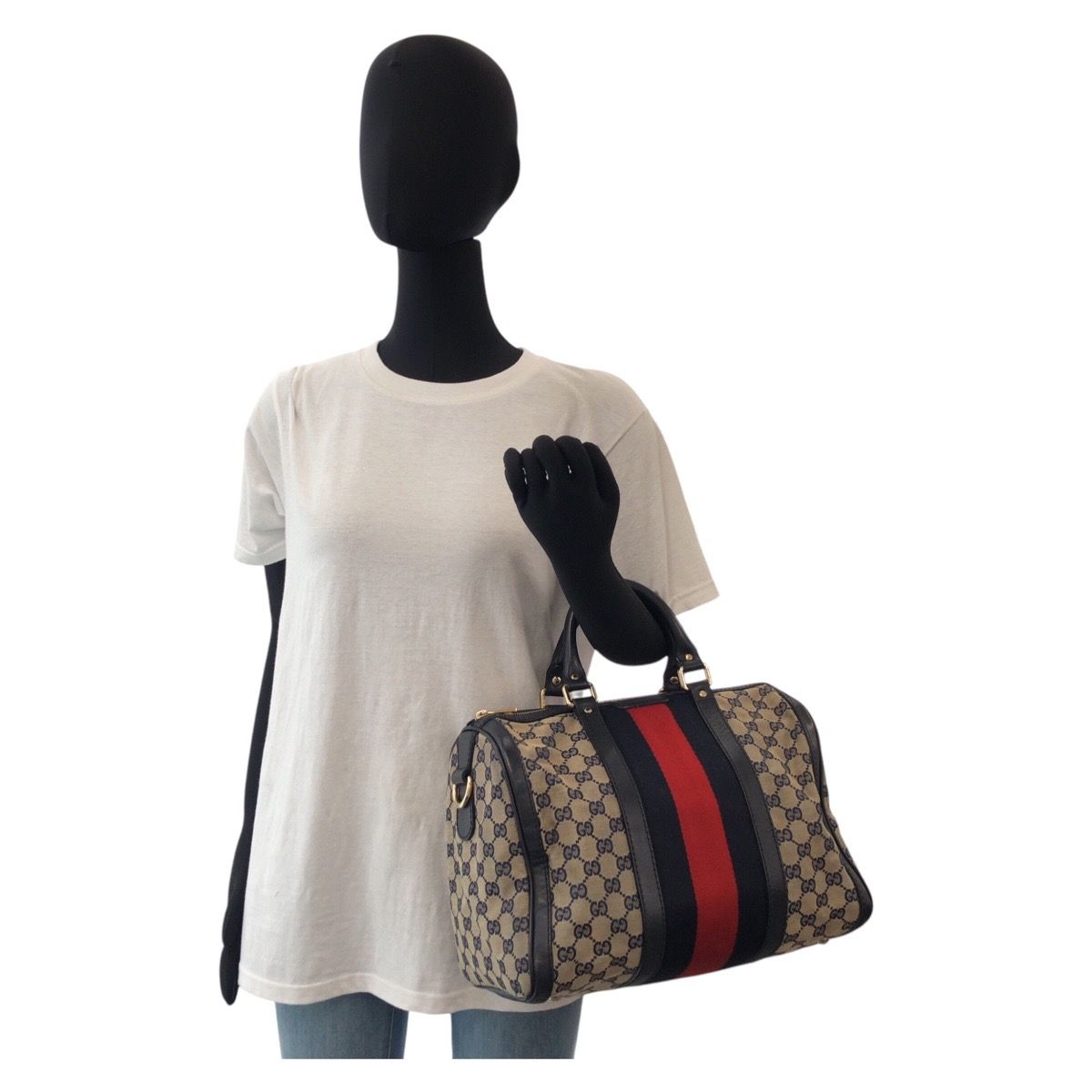 美品 GUCCI グッチ シェリーライン ネイビー ベージュ ゴールド金具 GG