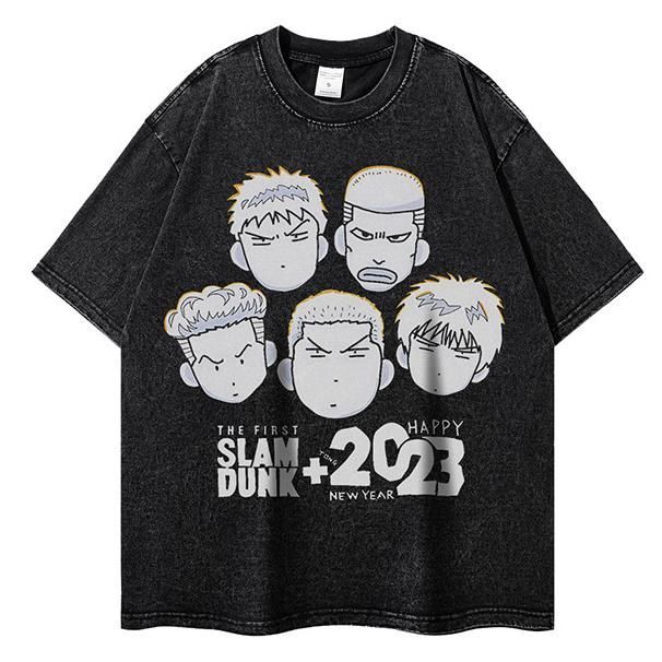 スラムダンク SLAM DUNK 流川楓 桜木花道 Tシャツ 半袖 ブラック