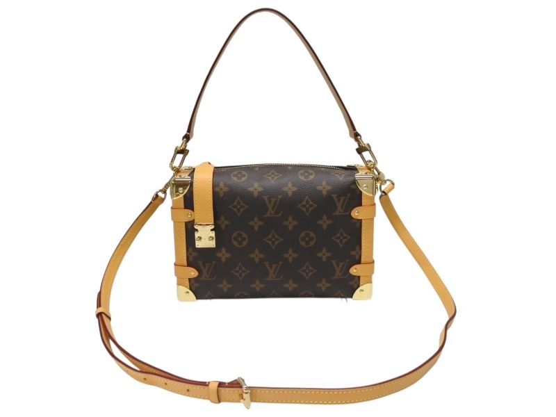 LOUISVUITTON ルイヴィトン サイドトランクPM ショルダーバッグ M46815 モノグラムキャンバス ヌメ革 ブラウン ゴールド金具 4b007301
