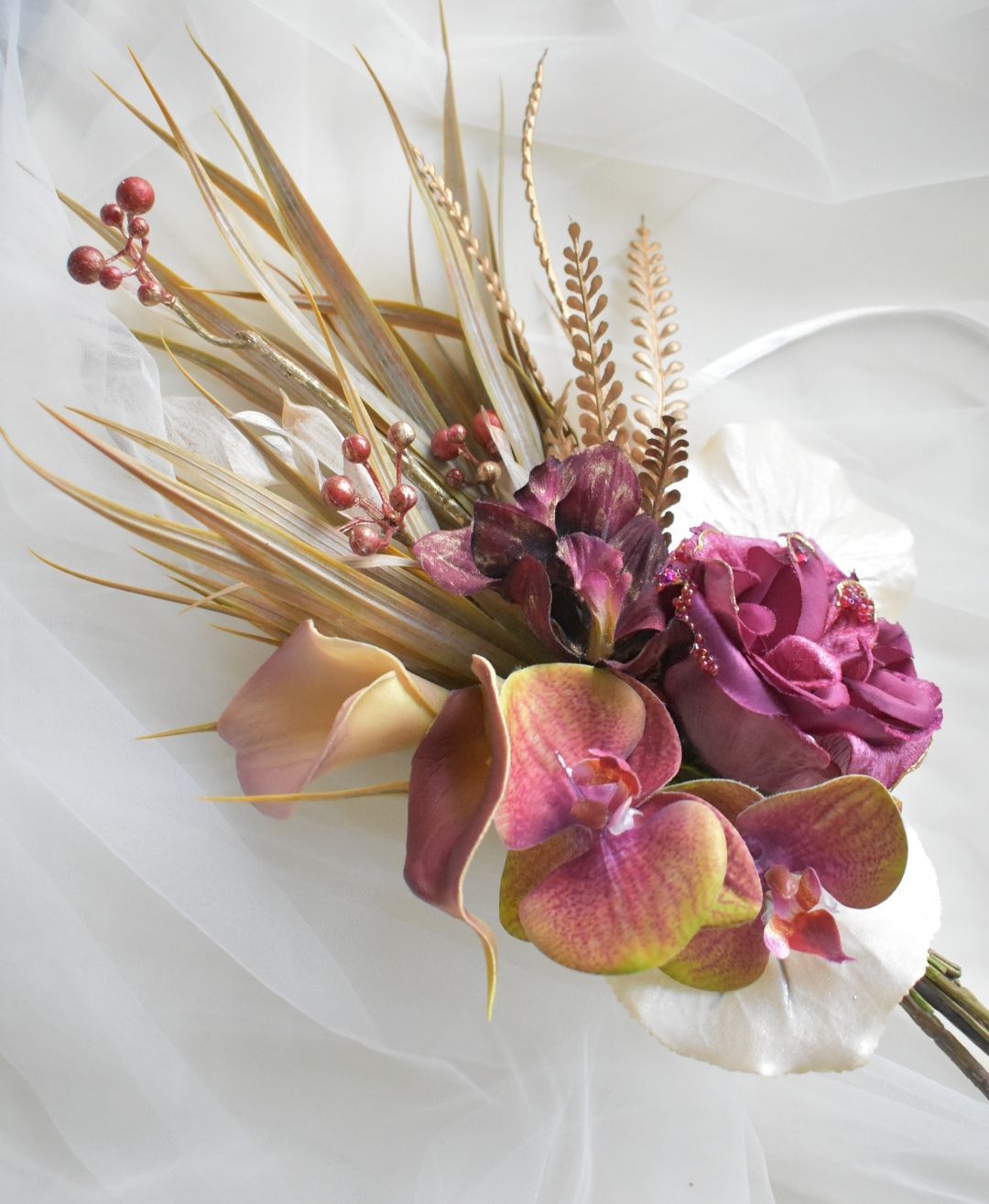 煌めくゴールド×ビーズ☆絢爛豪華な和装ブーケ☆ウェディングブーケ☆前撮り 煌めくゴールド×ビーズ☆絢爛豪華な和装ブーケ☆ウェディングブーケ