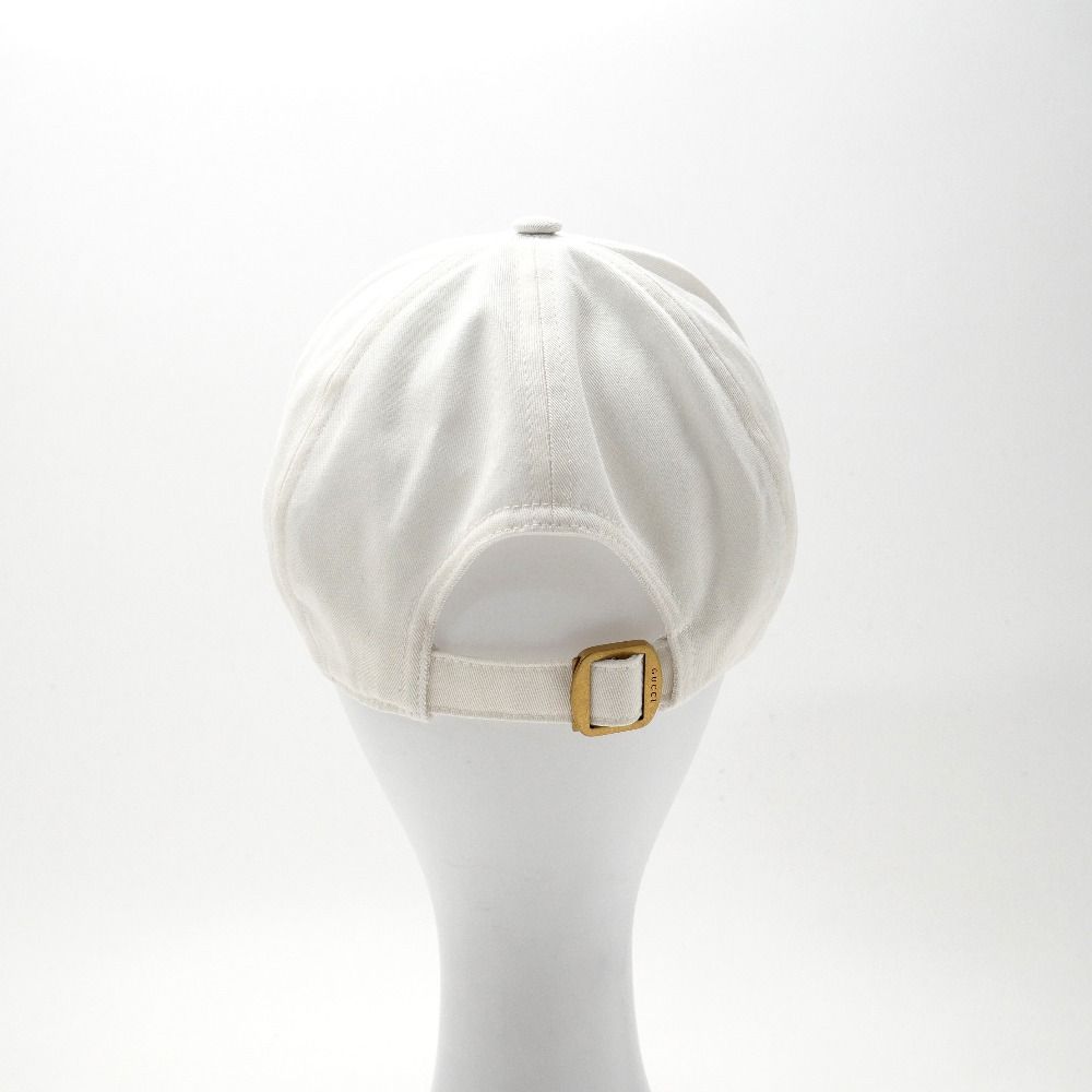 新品未使用 GUCCI グッチ 刺繍ロゴ ホワイトキャップ ショップ M GUCCI